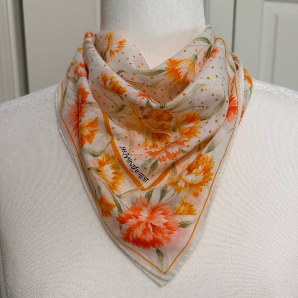 Yves Saint Laurent Floral Orange Scarf